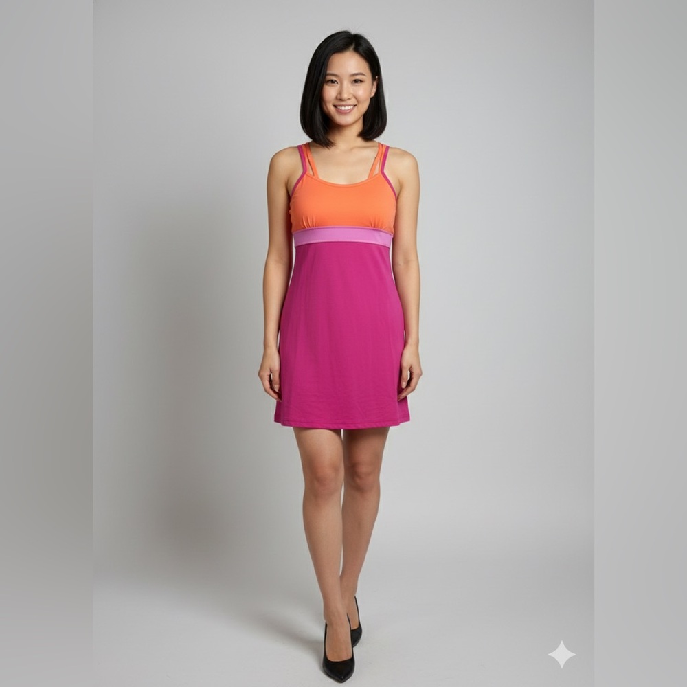 Title Nine: Vibrant Pink and Orange Dress